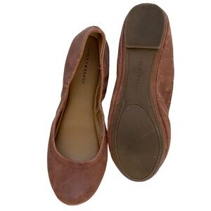 Lucky 🍀 Brand Pink Ruched Cushioned stretch Emmie leather ballerina flats